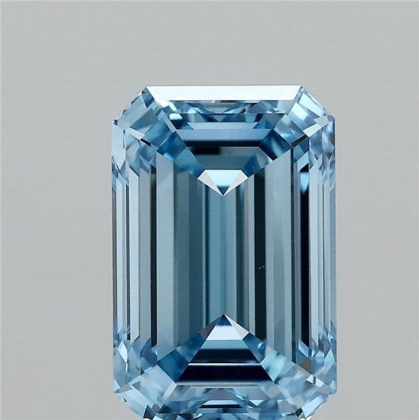 2.51 Carat Emerald Shaped, Ideal Cut, FANCY VIVID BLUE Color, VVS2 Clarity, IGI Certified Lab Grown Diamond