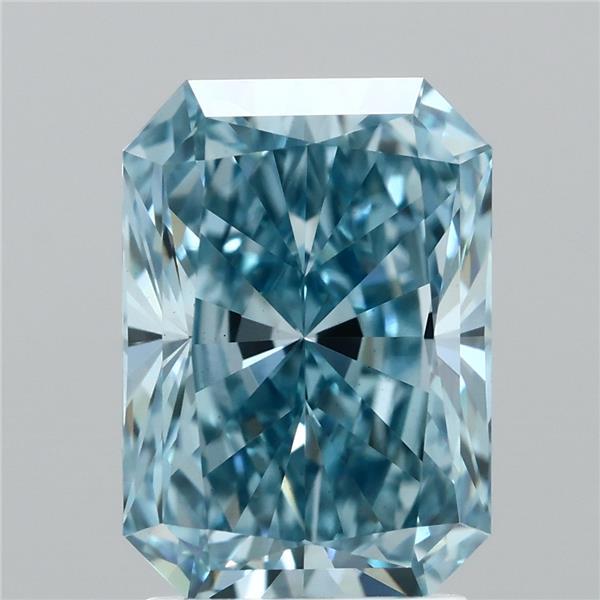 2.52 Carat Radiant Shaped, Ideal Cut, FANCY VIVID BLUE Color, VS1 Clarity, IGI Certified Lab Grown Diamond