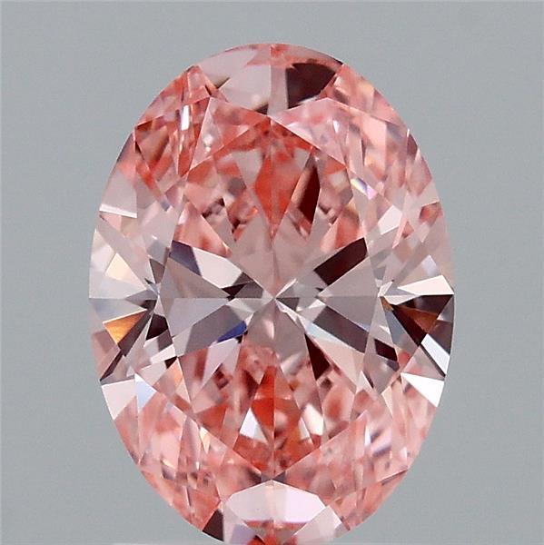 1.52 Carat Oval Shaped, Ideal Cut, FANCY VIVID PINK Color, VVS2 Clarity, IGI Certified Lab Grown Diamond