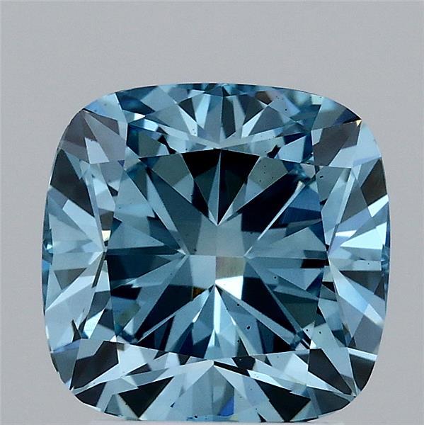 2.59 Carat Cushion Shaped, Ideal Cut, FANCY VIVID BLUE Color, VS2 Clarity, IGI Certified Lab Grown Diamond