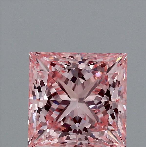 1.52 Carat Princess Shaped, Ideal Cut, FANCY VIVID PINK Color, VS2 Clarity, IGI Certified Lab Grown Diamond
