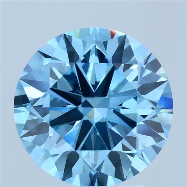 3.01 Carat Round Shaped, Ideal Cut, FANCY VIVID BLUE Color, VS2 Clarity, IGI Certified Lab Grown Diamond