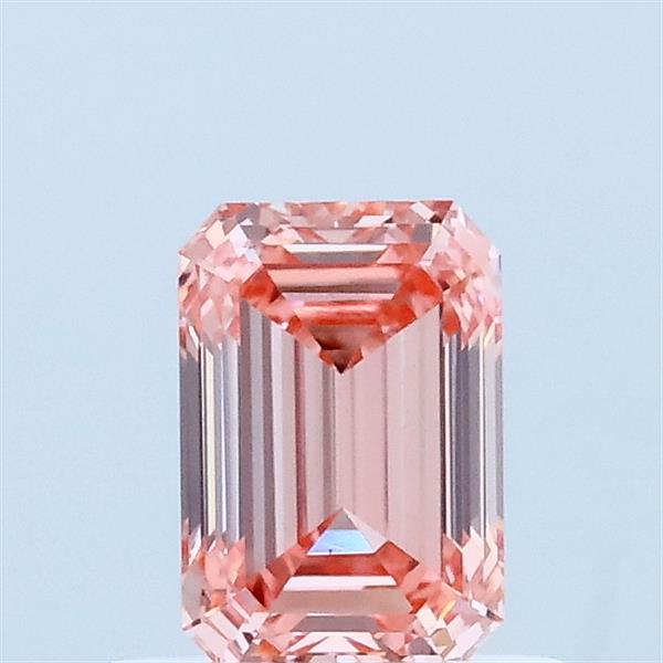 0.72 Carat Emerald Shaped, Ideal Cut, FANCY VIVID PINK Color, VS1 Clarity, IGI Certified Lab Grown Diamond