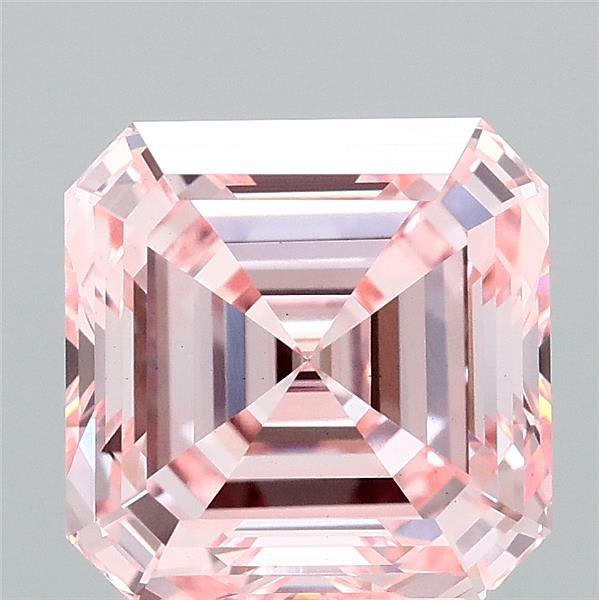 3.33 Carat Asscher Shaped, Ideal Cut, FANCY INTENSE PINK Color, VS1 Clarity, IGI Certified Lab Grown Diamond