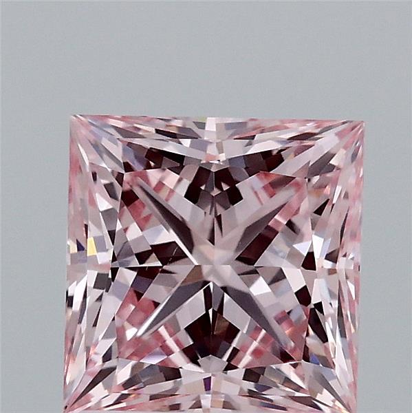 2.03 Carat Princess Shaped, Ideal Cut, FANCY INTENSE PINK Color, VS1 Clarity, IGI Certified Lab Grown Diamond