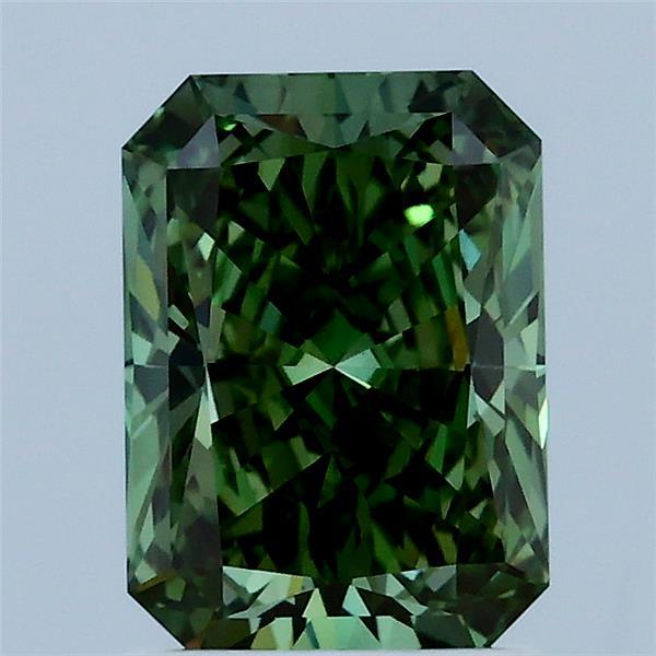 1.64 Carat Radiant Shaped, Ideal Cut, FANCY VIVID GREEN Color, VS1 Clarity, IGI Certified Lab Grown Diamond