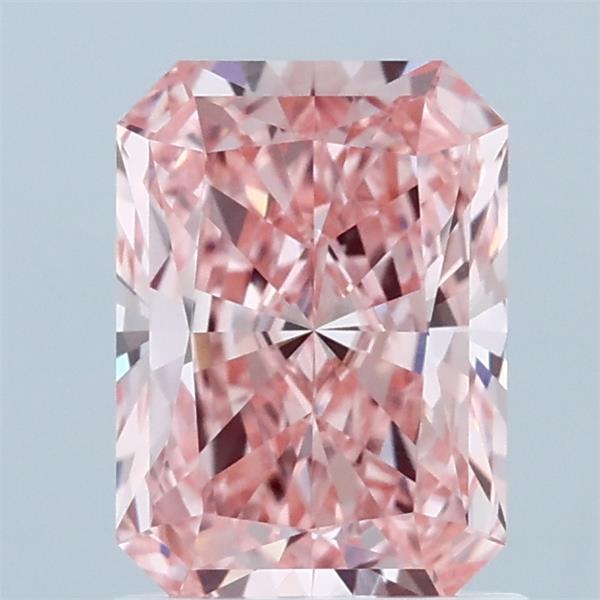 1.35 Carat Radiant Shaped, Ideal Cut, FANCY VIVID PINK Color, VVS2 Clarity, IGI Certified Lab Grown Diamond