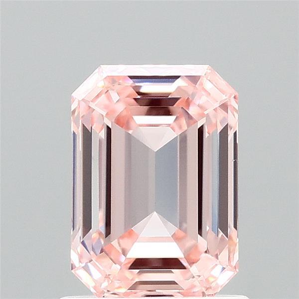 1.40 Carat Emerald Shaped, Ideal Cut, FANCY VIVID PINK Color, VVS1 Clarity, IGI Certified Lab Grown Diamond