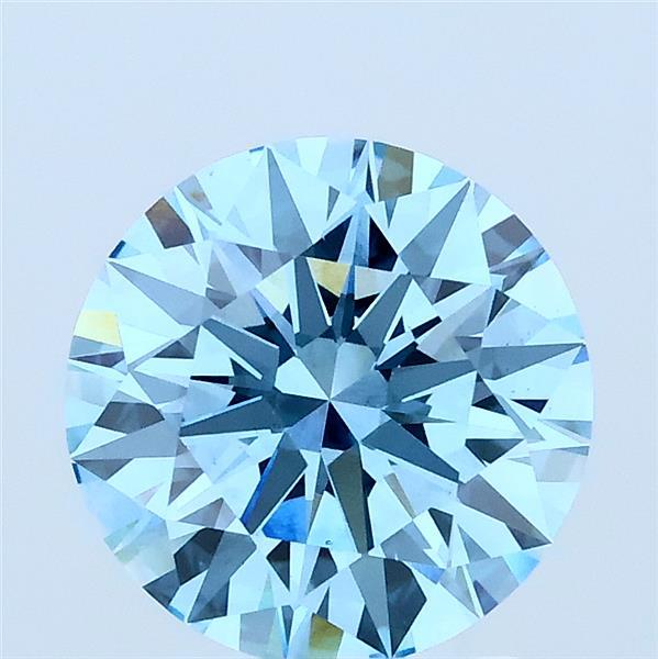 2.00 Carat Round Shaped, Ideal Cut, FANCY VIVID BLUE Color, VS1 Clarity, IGI Certified Lab Grown Diamond