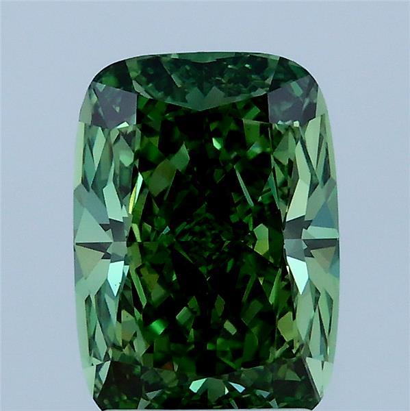 2.09 Carat Cushion Shaped, Ideal Cut, FANCY VIVID GREEN Color, VS1 Clarity, IGI Certified Lab Grown Diamond