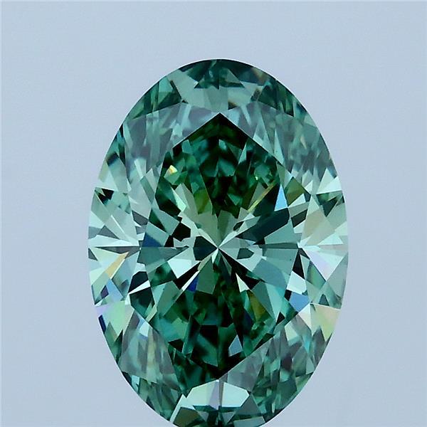 2.05 Carat Oval Shaped, Ideal Cut, FANCY VIVID GREEN Color, VS1 Clarity, IGI Certified Lab Grown Diamond