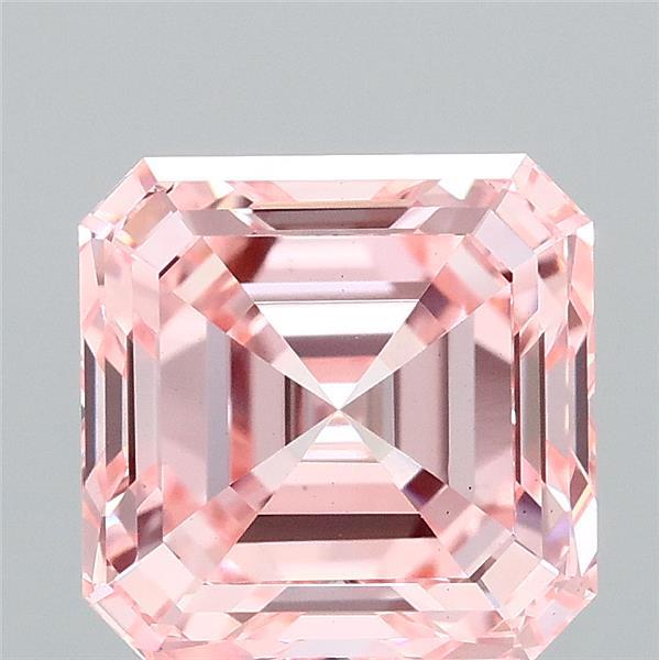 3.22 Carat Asscher Shaped, Excellent Cut, FANCY VIVID PINK Color, VS1 Clarity, IGI Certified Lab Grown Diamond