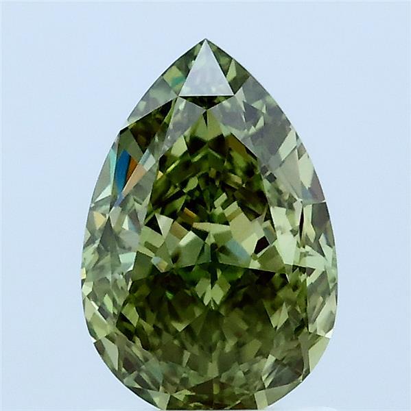 1.57 Carat Pear Shaped, Excellent Cut, FANCY VIVID GREEN Color, VVS2 Clarity, IGI Certified Lab Grown Diamond