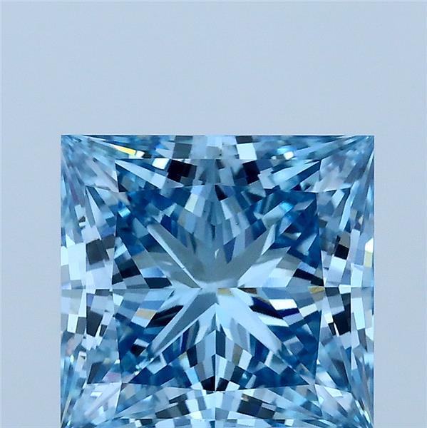 3.01 Carat Princess Shaped, Ideal Cut, FANCY VIVID BLUE Color, VS1 Clarity, IGI Certified Lab Grown Diamond