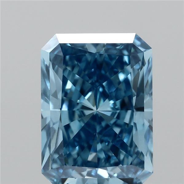 2.00 Carat Radiant Shaped, Ideal Cut, FANCY VIVID BLUE Color, VVS2 Clarity, IGI Certified Lab Grown Diamond