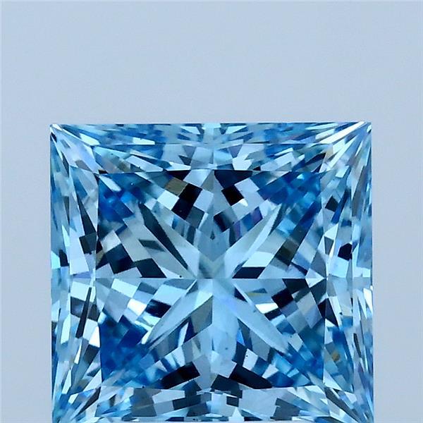 3.01 Carat Princess Shaped, Ideal Cut, FANCY VIVID BLUE Color, VS2 Clarity, IGI Certified Lab Grown Diamond