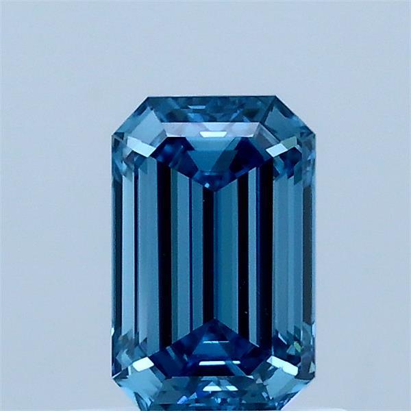 0.78 Carat Emerald Shaped, Ideal Cut, FANCY VIVID BLUE Color, VS2 Clarity, IGI Certified Lab Grown Diamond