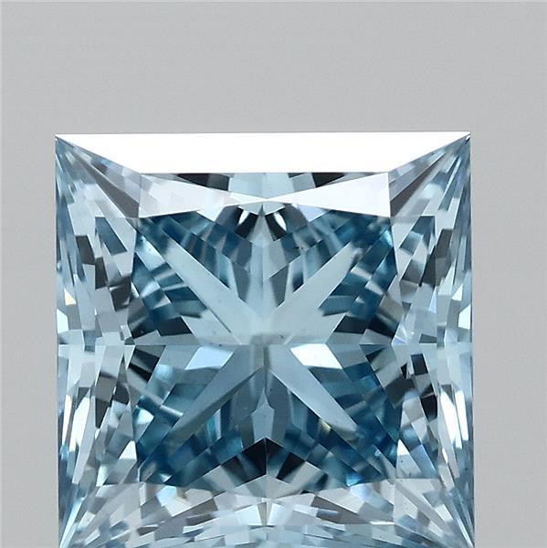 2.04 Carat Princess Shaped, Ideal Cut, FANCY VIVID BLUE Color, VS1 Clarity, IGI Certified Lab Grown Diamond