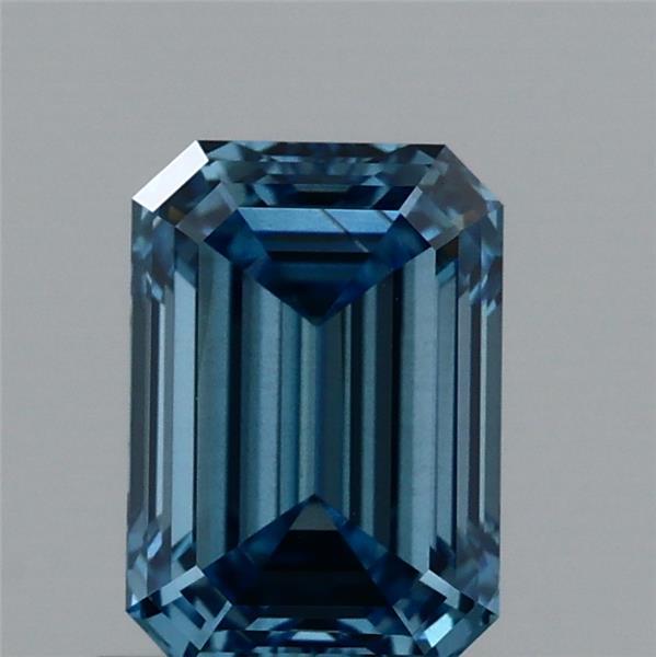 0.99 Carat Emerald Shaped, Ideal Cut, FANCY VIVID BLUE Color, VS2 Clarity, IGI Certified Lab Grown Diamond