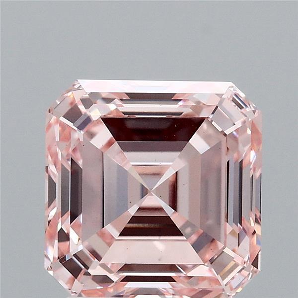 3.15 Carat Asscher Shaped, Ideal Cut, FANCY INTENSE PINK Color, VS1 Clarity, IGI Certified Lab Grown Diamond