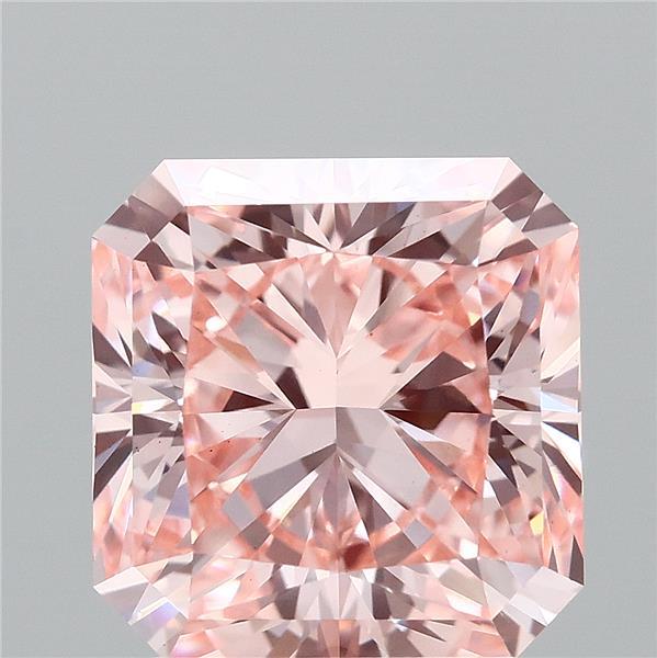 2.57 Carat Radiant Shaped, Ideal Cut, FANCY VIVID PINK Color, VS1 Clarity, IGI Certified Lab Grown Diamond