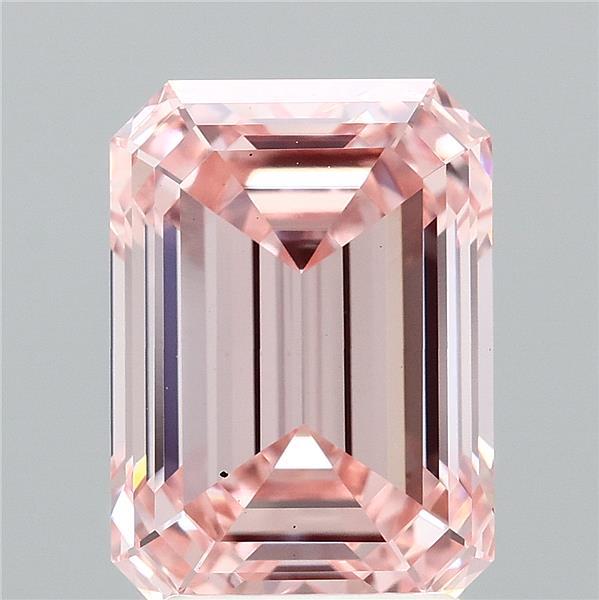 3.06 Carat Emerald Shaped, Ideal Cut, FANCY INTENSE PINK Color, VS1 Clarity, IGI Certified Lab Grown Diamond