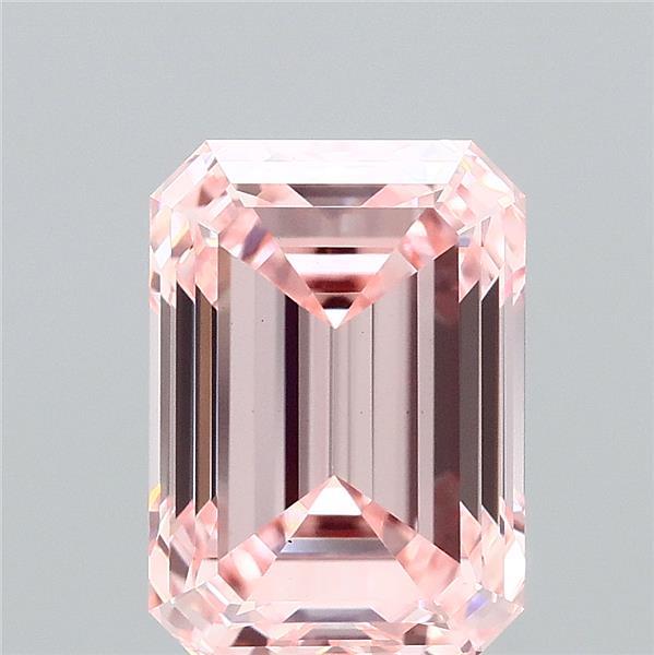 3.07 Carat Emerald Shaped, Ideal Cut, FANCY INTENSE PINK Color, VS1 Clarity, IGI Certified Lab Grown Diamond