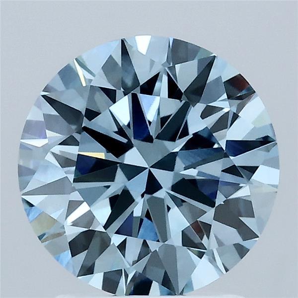 2.03 Carat Round Shaped, Ideal Cut, FANCY VIVID BLUE Color, VVS2 Clarity, IGI Certified Lab Grown Diamond