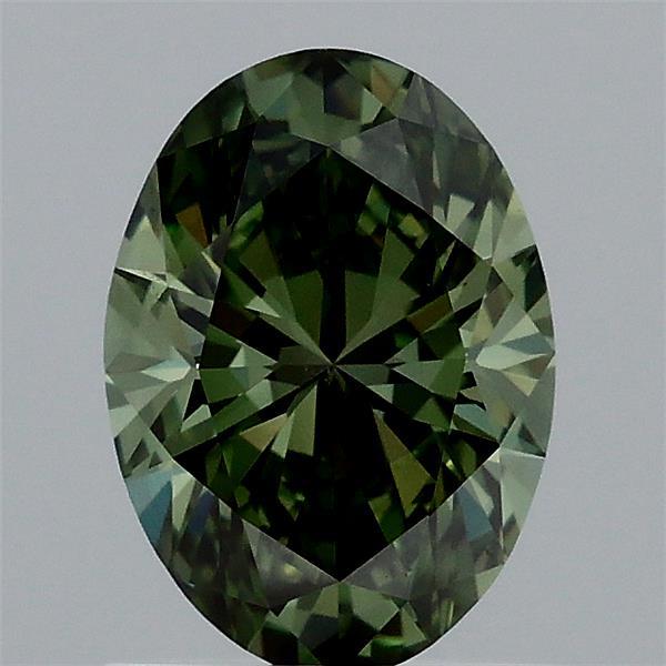 1.05 Carat Oval Shaped, Ideal Cut, FANCY VIVID GREEN Color, VVS2 Clarity, IGI Certified Lab Grown Diamond