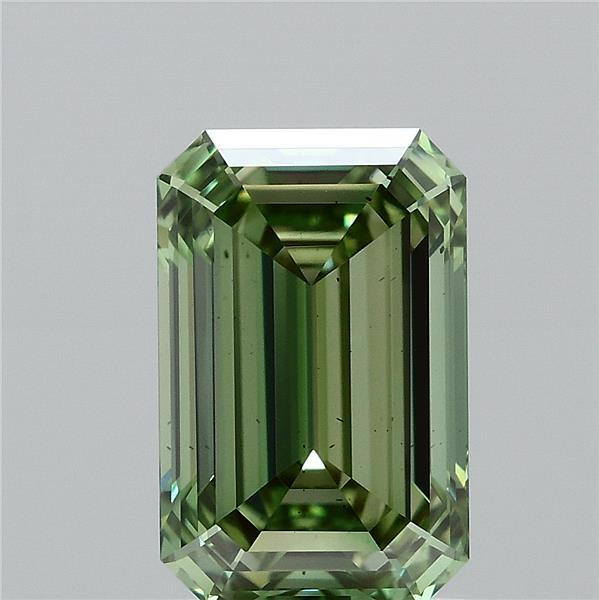 1.57 Carat Emerald Shaped, Ideal Cut, FANCY VIVID GREEN Color, VS2 Clarity, IGI Certified Lab Grown Diamond