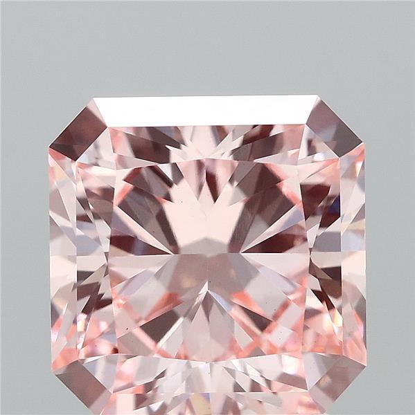 2.74 Carat Radiant Shaped, Ideal Cut, FANCY INTENSE PINK Color, VS1 Clarity, IGI Certified Lab Grown Diamond