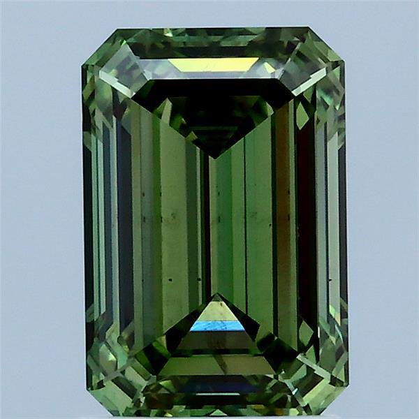 2.02 Carat Emerald Shaped, Ideal Cut, FANCY VIVID GREEN Color, VS2 Clarity, IGI Certified Lab Grown Diamond
