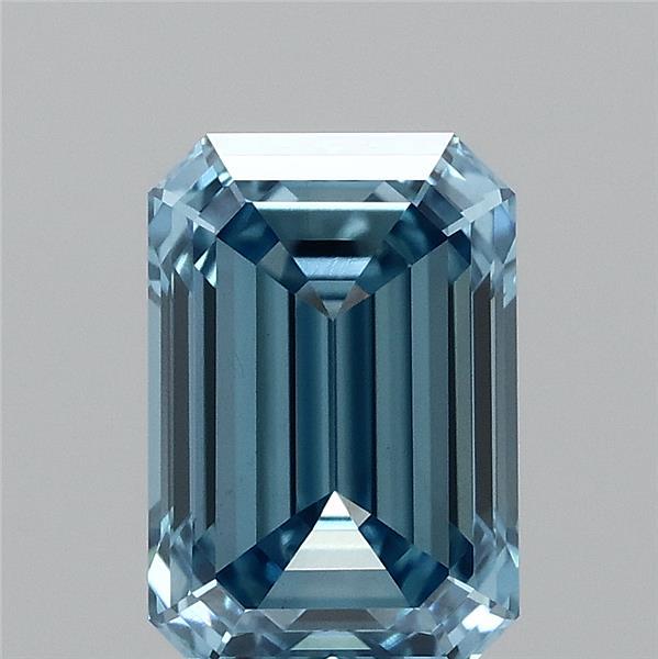 1.06 Carat Emerald Shaped, Ideal Cut, FANCY VIVID BLUE Color, VS1 Clarity, IGI Certified Lab Grown Diamond