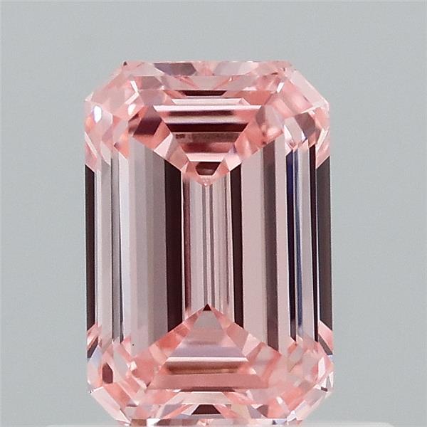 0.70 Carat Emerald Shaped, Ideal Cut, FANCY INTENSE PINK Color, VS1 Clarity, IGI Certified Lab Grown Diamond