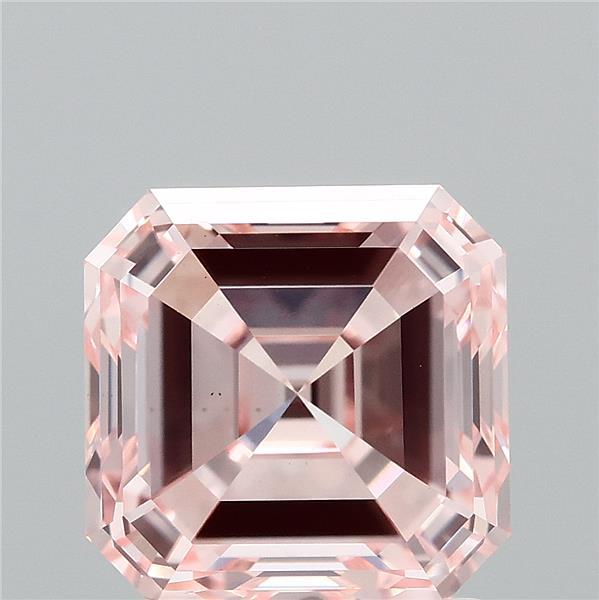 2.50 Carat Asscher Shaped, Very Good Cut, FANCY INTENSE PINK Color, VS1 Clarity, IGI Certified Lab Grown Diamond