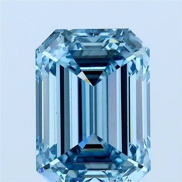 1.78 Carat Emerald Shaped, Ideal Cut, FANCY VIVID BLUE Color, VS1 Clarity, IGI Certified Lab Grown Diamond