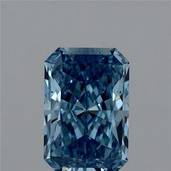 1.55 Carat Radiant Shaped, Ideal Cut, FANCY VIVID BLUE Color, VS2 Clarity, IGI Certified Lab Grown Diamond