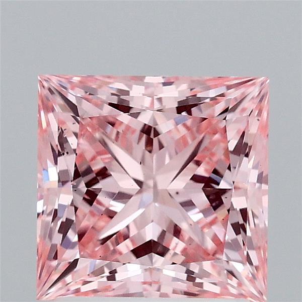 2.04 Carat Princess Shaped, Ideal Cut, FANCY VIVID PINK Color, SI1 Clarity, IGI Certified Lab Grown Diamond