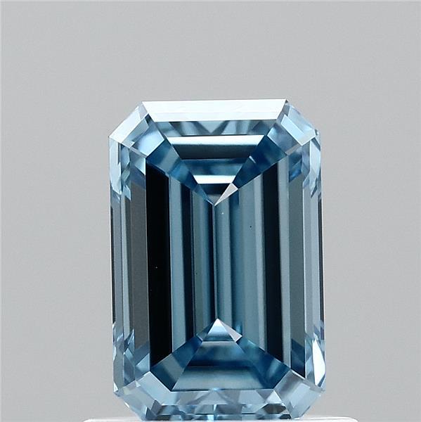 0.96 Carat Emerald Shaped, Ideal Cut, FANCY VIVID BLUE Color, VS1 Clarity, IGI Certified Lab Grown Diamond