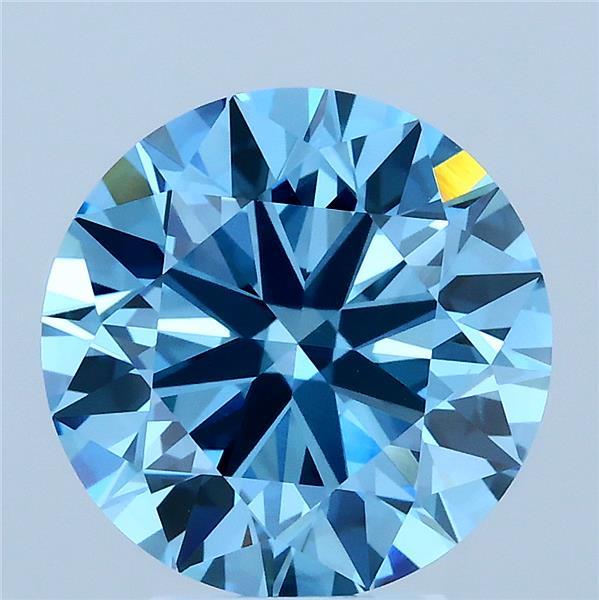 4.00 Carat Round Shaped, Ideal Cut, FANCY VIVID BLUE Color, VVS2 Clarity, IGI Certified Lab Grown Diamond