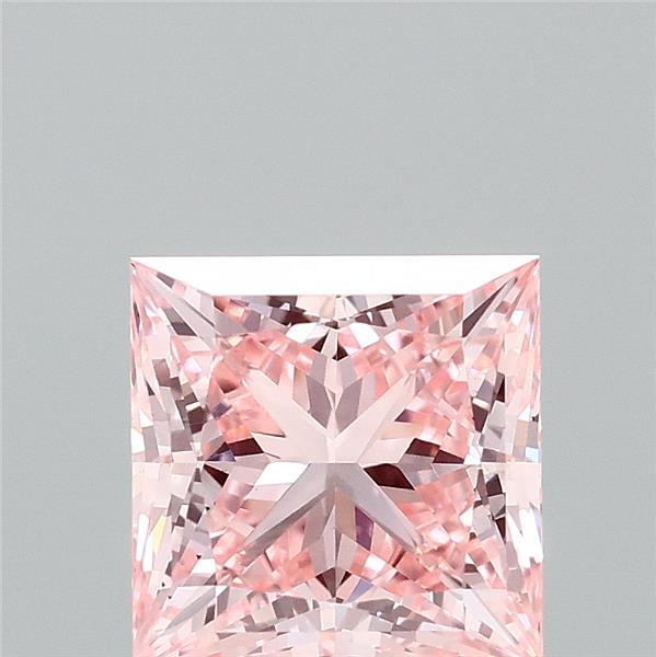 2.04 Carat Princess Shaped, Ideal Cut, FANCY VIVID PINK Color, VS1 Clarity, IGI Certified Lab Grown Diamond