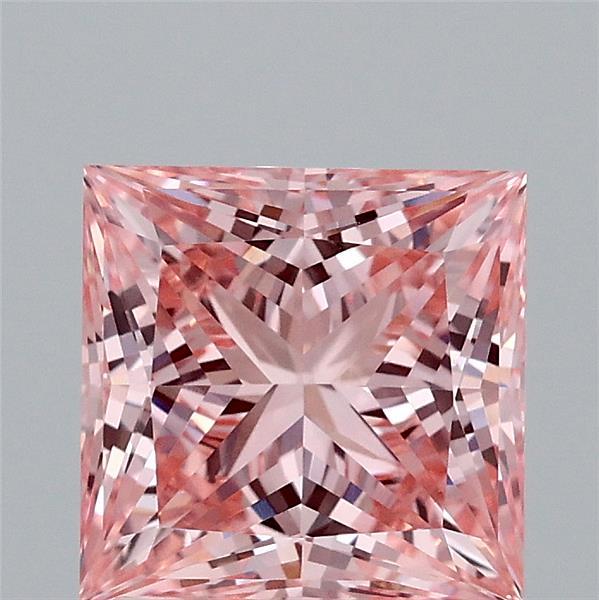 2.03 Carat Princess Shaped, Ideal Cut, FANCY VIVID PINK Color, VVS2 Clarity, IGI Certified Lab Grown Diamond