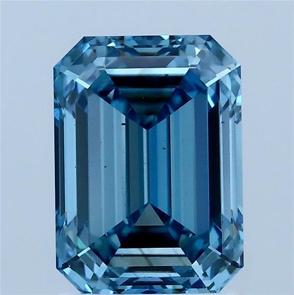 2.06 Carat Emerald Shaped, Ideal Cut, FANCY VIVID BLUE Color, VS2 Clarity, IGI Certified Lab Grown Diamond