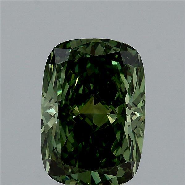 3.00 Carat Cushion Shaped, Ideal Cut, FANCY VIVID GREEN Color, VVS2 Clarity, IGI Certified Lab Grown Diamond