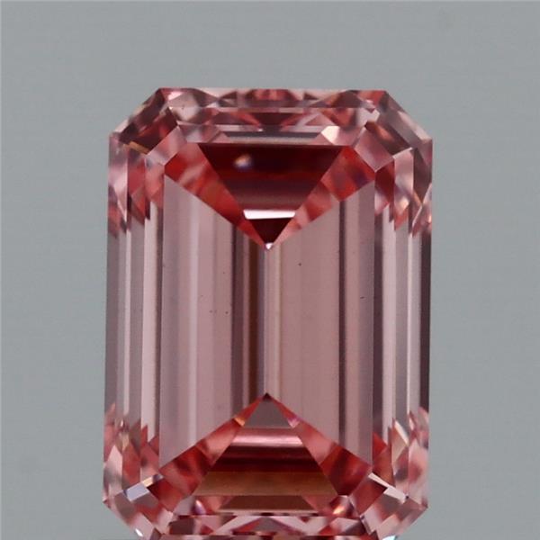 1.50 Carat Emerald Shaped, Ideal Cut, FANCY VIVID PINK Color, VVS2 Clarity, IGI Certified Lab Grown Diamond