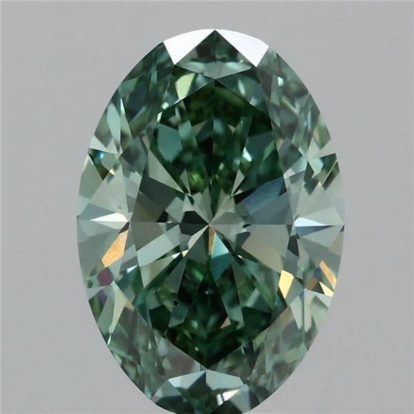 3.52 Carat Oval Shaped, Ideal Cut, FANCY VIVID GREEN Color, VS2 Clarity, IGI Certified Lab Grown Diamond
