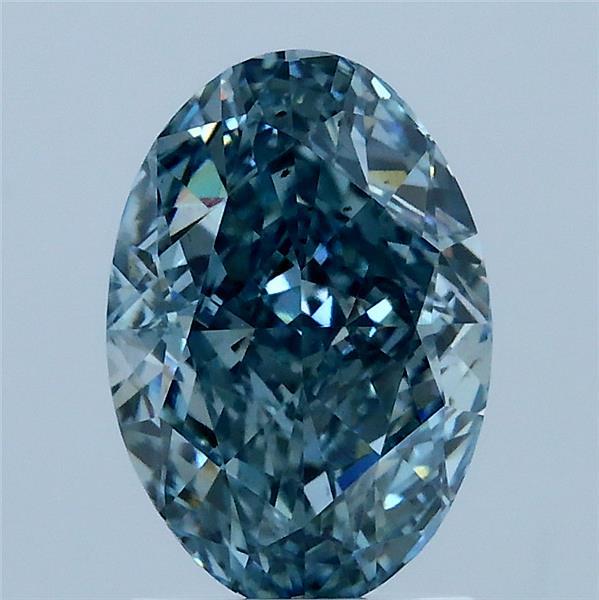 2.07 Carat Oval Shaped, Excellent Cut, FANCY VIVID GREENISH BLUE Color, VS2 Clarity, IGI Certified Lab Grown Diamond