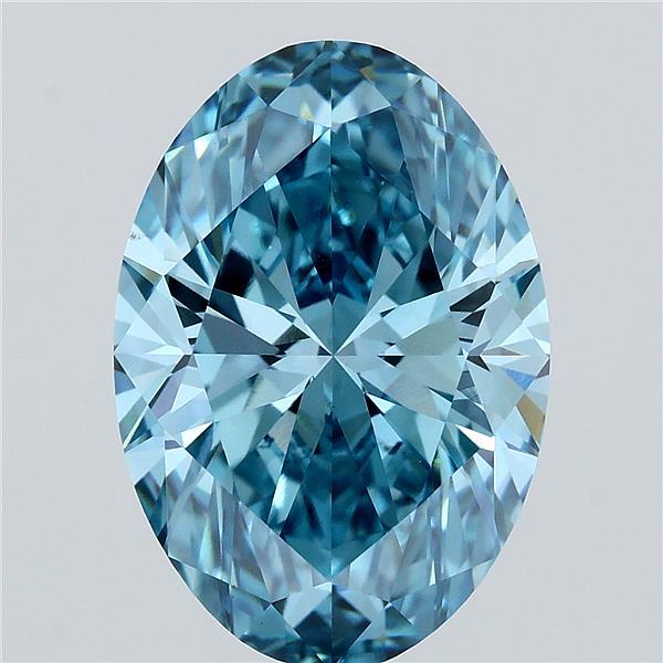 5.51 Carat Oval Shaped, Ideal Cut, FANCY VIVID BLUE Color, VS1 Clarity, IGI Certified Lab Grown Diamond