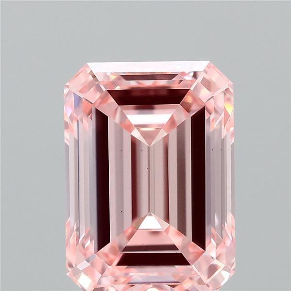 2.03 Carat Emerald Shaped, Ideal Cut, FANCY VIVID PINK Color, VS1 Clarity, IGI Certified Lab Grown Diamond