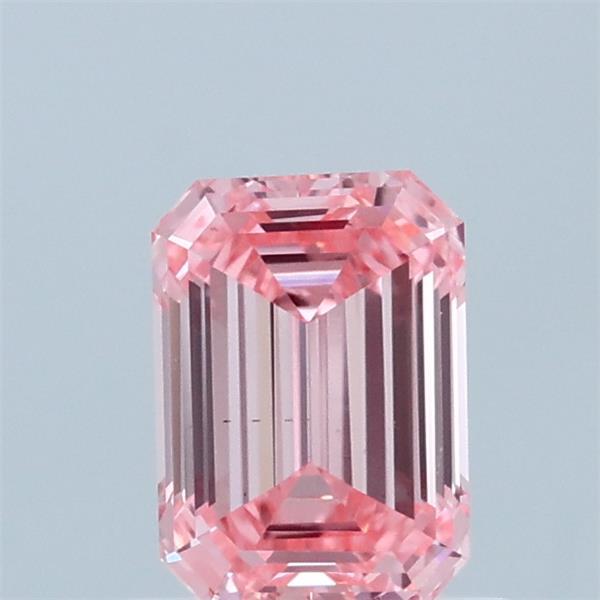 0.78 Carat Emerald Shaped, Ideal Cut, FANCY VIVID PINK Color, VS1 Clarity, IGI Certified Lab Grown Diamond